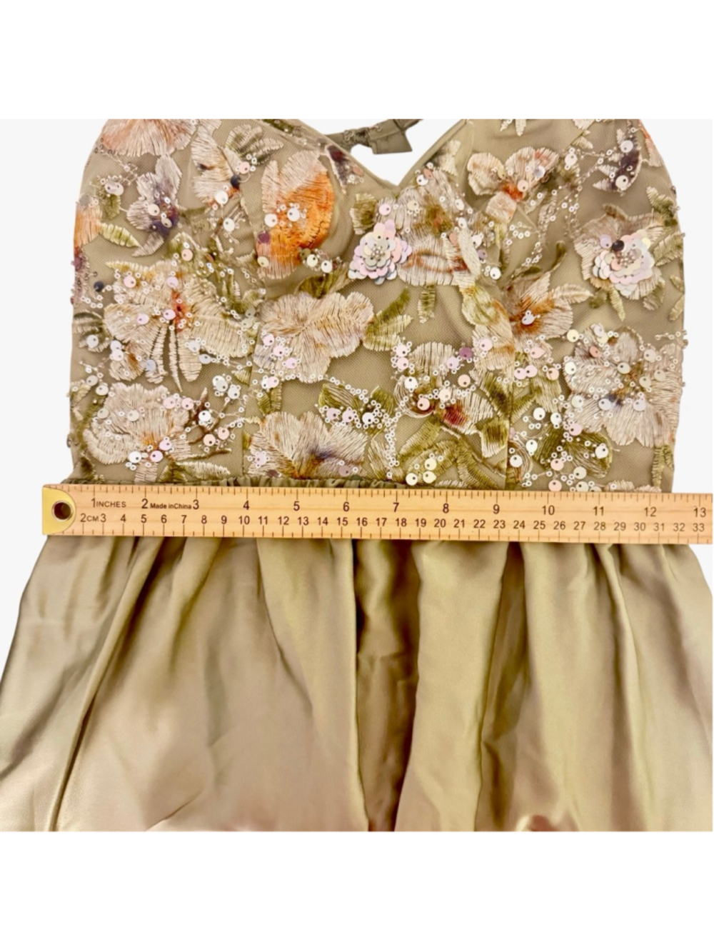 Size 2 Azazie Atelier Olive Green Floral Embroidered special occasion dress gown - Picture 5 of 10
